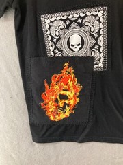 GFTD T Shirt Mens M Black Flames Skulls Hip Hop Street Wear