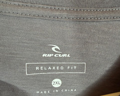 Rip Curl Long Sleeve Relaxed Fit Gray Shirt with Red Sleeve Stripes (2XL)