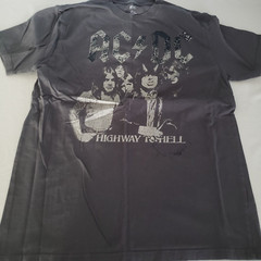 ACDC AC/DC MENS LARGE GRAY tshirt angus young highway to hell