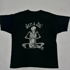 Vintage 1992 Fashion Victim Get A Job Skeleton Single Stitch T-Shirt