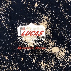 vtg lucas oil t shirt mens M blue bleach spots racing performance drag autocross