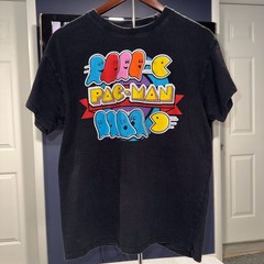 Pac-Man Ghosts Graphic T-Shirt Size Large Black Retro Arcade Gaming Tee