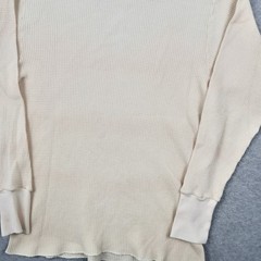 VTG Cherokee Mens Thermal Shirt Large Cream Waffle Knit Long Sleeve Crew Neck