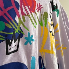 Huge Fashion Exchange Graffiti Graphic T-Shirt Mens 2XL Lavender Streetwear