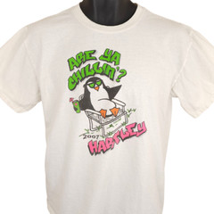 Vintage Cool Penguin T Shirt Mens Size Medium White Y2K Are Ya Chillin Hartley
