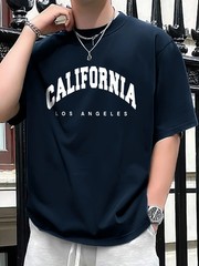 Summer men’s 100% pure cotton casual loose fit plus CALIFORNIA printed sports