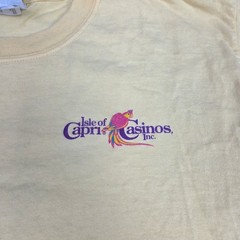 Gildan T-Shirt Mens M Yellow Isle of Capri Casinos Graphic Short Sleeve Tee