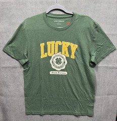 Lucky brand men’s t shirt medium green logo cotton polyester rayon new with tag