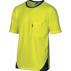 DNC Workwear Hi Vis Short Sleeve Cool Breathe T-Shirt Tee LHC Button Down Pocket
