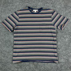 Goodthreads T-Shirt Men’s XL Blue Striped Pocket Crew Neck Short Sleeve Casual