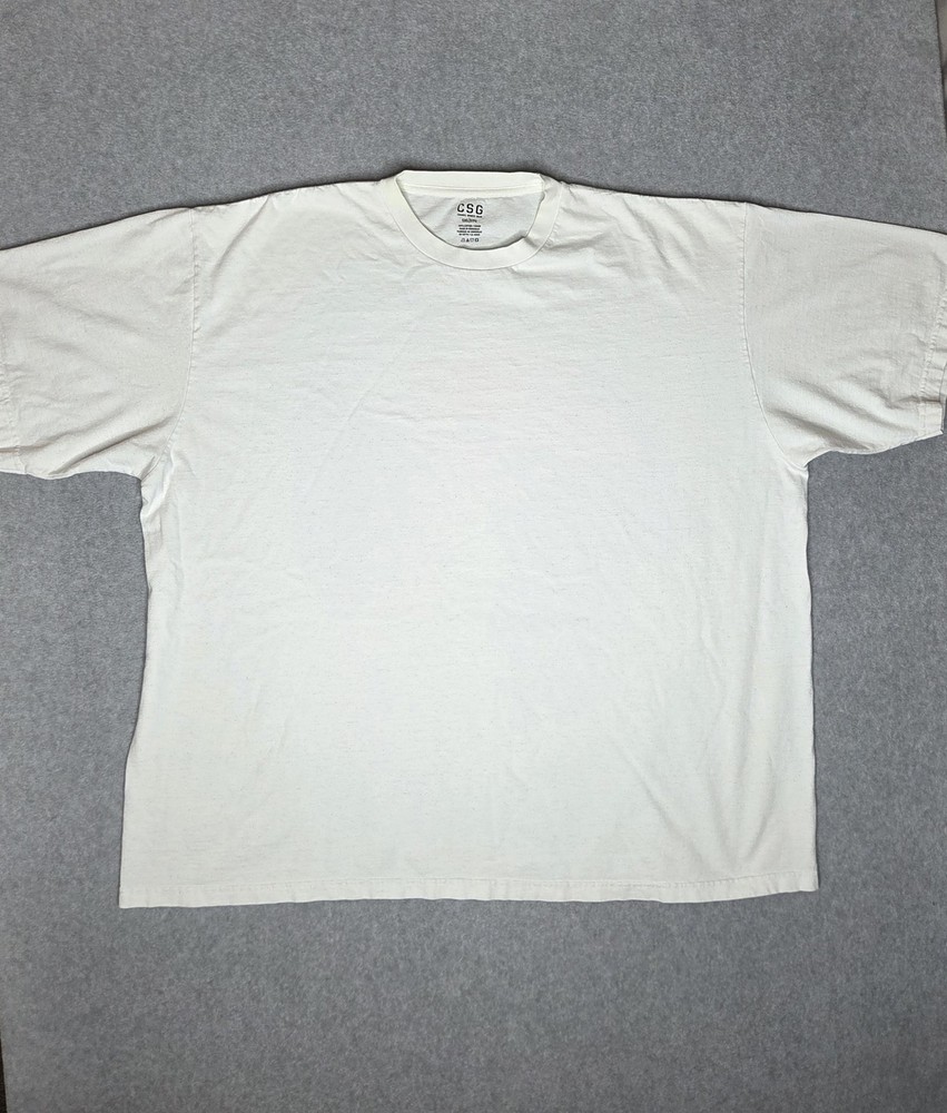 Champs CSG Shirt Mens 5XL White Short Sleeve Crewneck Blank Tee Big & Tall READ