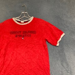 Tommy Hilfiger Athletics T Shirt Mens Large Red Cotton Logo Summer Regular Fit