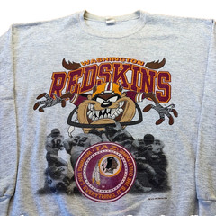 Vtg 90s Looney Tunes Taz Washington Redskins 1992 Cartoon Sweatshirt Crewneck L