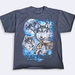 Southwestern Wolf Retro Wolf Tee Mens L Gray Shirt Nature Animals Outdoors Y2K