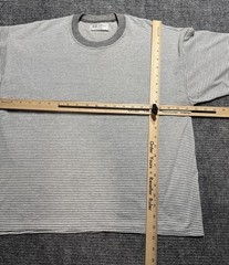 Vintage Plain Striped T Shirt Mens Medium Blank White Gray Boxy 80s 90s Russell