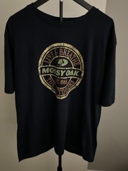 Mossy Oak Mens XL Black Graphic Tee Live & Breathe The Outdoors Camo Logo
