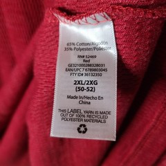George Shirt Mens XXL Red Waffle Knit Henley Long Sleeve Cotton Blend Thermal