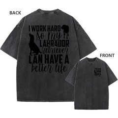 Men’s Retro Washed Oversized T-Shirt,”Labrador Retriever” Quote Print Casual Tee