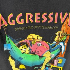 Vintage Aggressive Non-Participant 1994 Blue Cartoon Single Stitch L Tank N