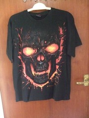 RARER SPIRAL DIRECT LAVA SKULL T SHIRT .LARGE SIZE.