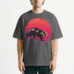 Badger Sunset Retro Wildlife Animal Nature Vintage Grunge t-shirt Outdoor Tee