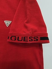 GUESS Men’s Polo Shirt Red Slim Fit XS Logo Patch M02P48 K0B0V0