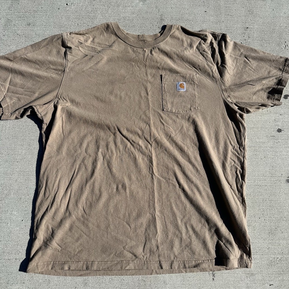 Carhartt K87 Men’s T-shirt Light Brown 2XL Tall Loose Fit Short Sleeve Pocket