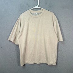 Uniqlo U Mens Large Beige Airism Oversized T-Shirt Cotton Blend Crewneck