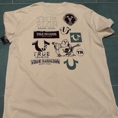 True Religion Brand Jeans T-Shirt XL, Cream, Foil Prints, Cotton