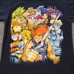 Vintage 80s Cartoon THUNDERCATS T-Shirt Logo Mens Size L Black FOTL Thunder Cat