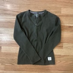 Weatherproof Vintage Waffle Knit Thermal Henley Shirt Olive Green
