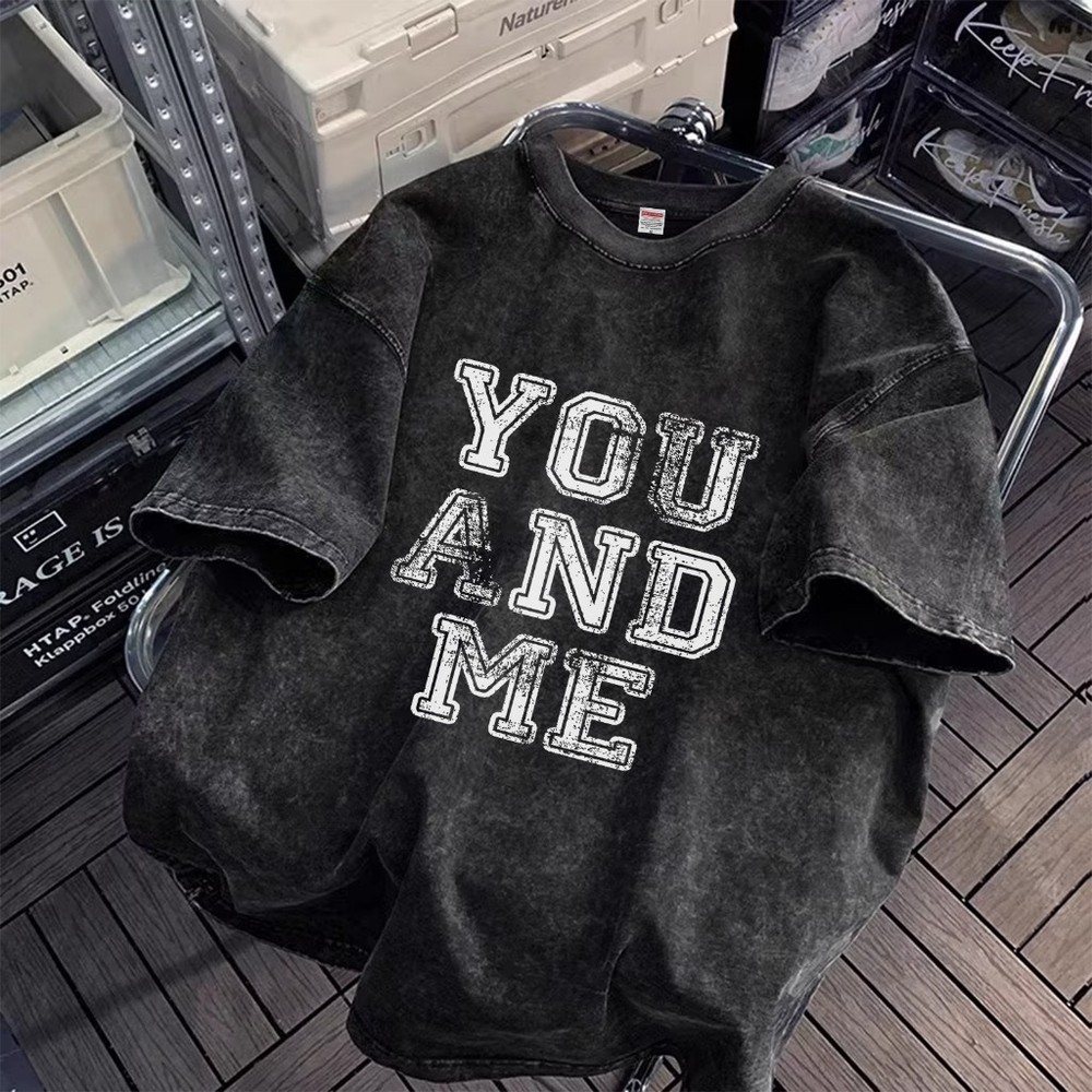Vintage Letter Graphic T-Shirt 100% Cotton Oversized Streetwear Lace Up Tee
