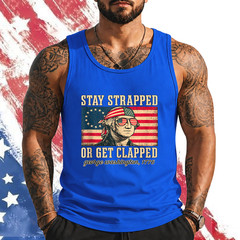 Stay strapped or get clapped, George Washington,4th of July Tank Top