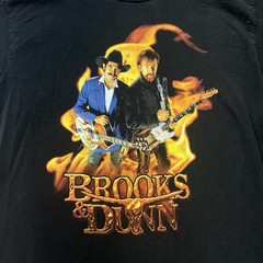 Vintage Brooks & Dunn Electric Rodeo Tour T Shirt L Black Country Concert Flames