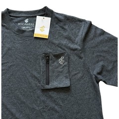 NEW Rocawear Mens 2XL Gray Pocket Tee T Shirt Zip Chest Logo Casual Streetwear