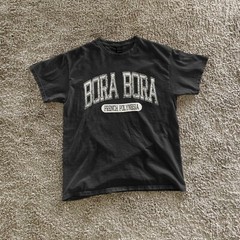 Bora Bora French Polynesia Retro Varsity Letters Beach Print Tee
