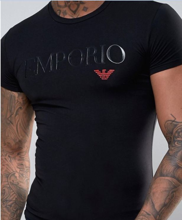 EMPORIO ARMANI New Black Men’s T-shirt Glossy print, size M*L*XL
