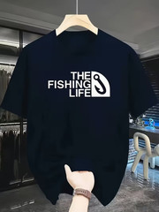 Mens Fish Hook Graphic T Shirt Vintage Style Casual Outdoor Short Sleeve Tee