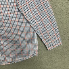 Chaps Button Down Shirt Mens Medium Red Blue Plaid Short Sleeve Collared Casual