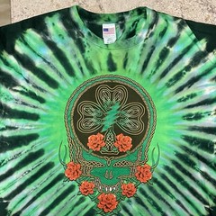 Vintage Grateful Dead T Shirt 2XL GDM 100% Cotton USA Green Tie Dye XXL 2 Sided