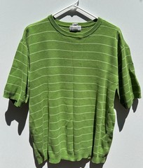 Covington Men Size M Classic Green Casual Knit Short Sleeve Shirt Stripes