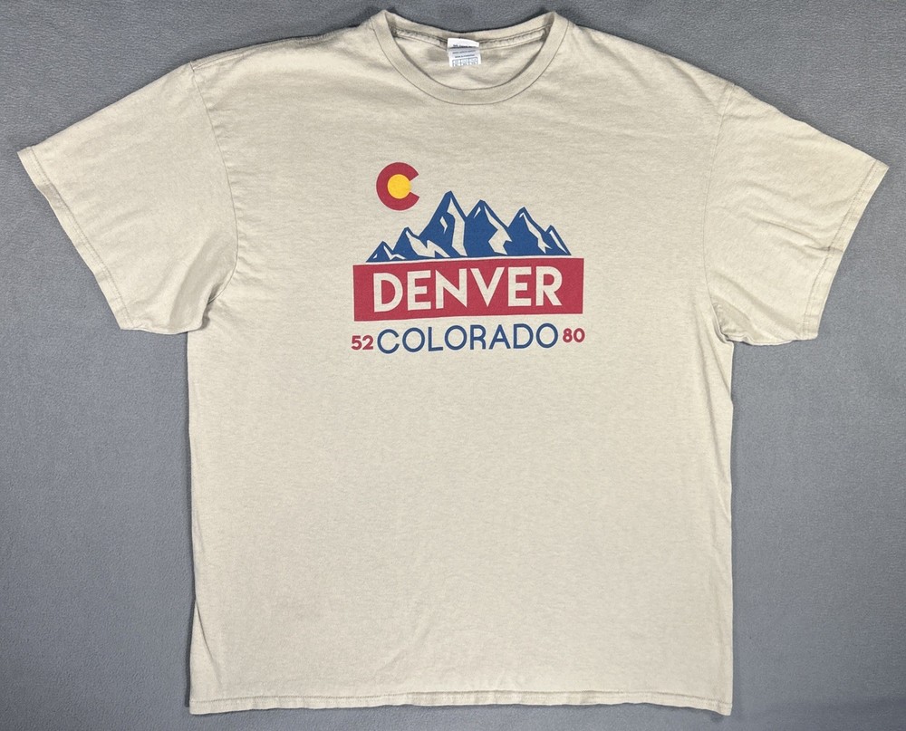 Denver Colorado 5280 Mens T-Shirt Size XL Off-White Short Sleeve