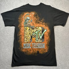 MTV 90s Single Stitch Black Skull Graphic DEADSTOCK Size L Vintage Giant Tag