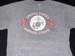 United States Marines Corps 1775 Retro Style Gray T-Shirt With Eagle Adult L