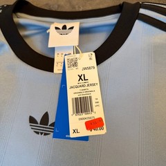 Adidas Originals Jacquard Jersey T-Shirt Ash Blue/Black Mens Extra Large NWT