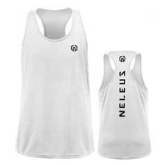 NELEUS ‘Dry Fit Logo Muscle’ Mesh Tank Top Men’s M Gym Workout Exercise WHT NEW!