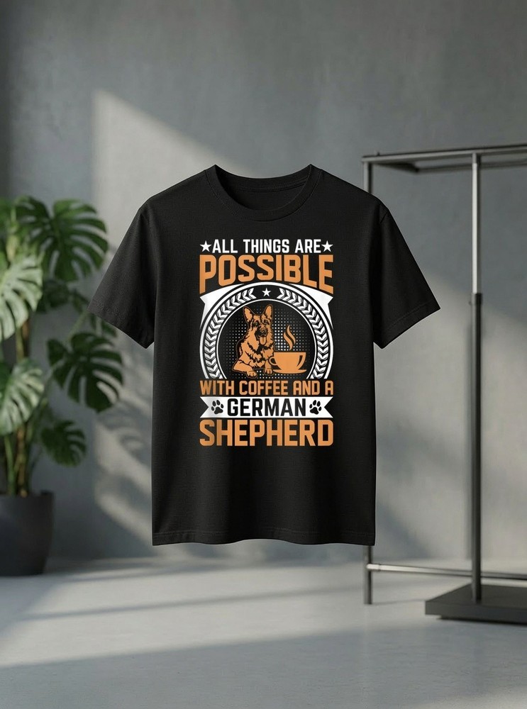 All Things Are Possible with Coffee and a German Shepherd Dog Tee