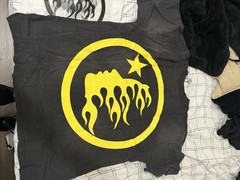 HELLSTAR Men’s Black Yellow Logo Graphic Print Tee Crew Neck Cotton Jersey M