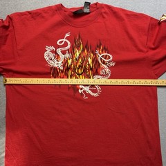 No Boundaries white dragon fire graphics red t shirt Men Size 2XL