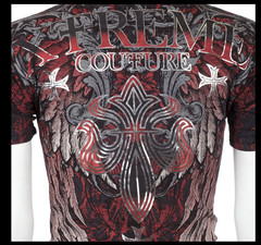 XTREME COUTURE by AFFLICTION Black BOLD CIPHER Short Sleeve Slim Fit T-shirt NWT